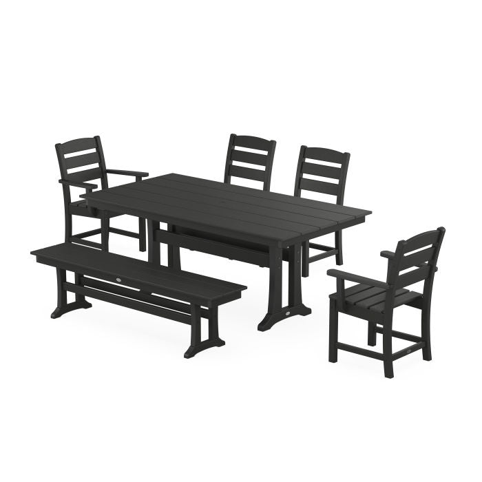 Lakeside 6-Piece Farmhouse Dining Set With Trestle Legs