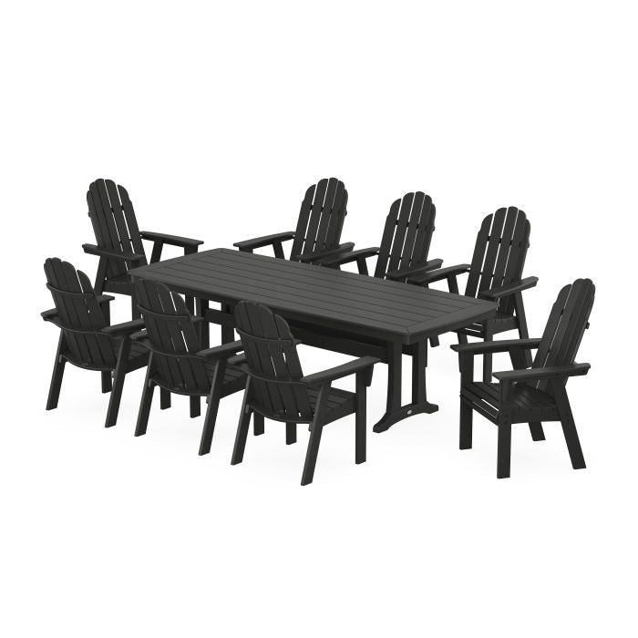 Vineyard Curveback Adirondack 9-Piece Dining Set with Trestle Legs