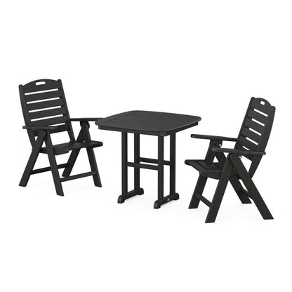 Nautical Folding Highback Chair 3-Piece Dining Set