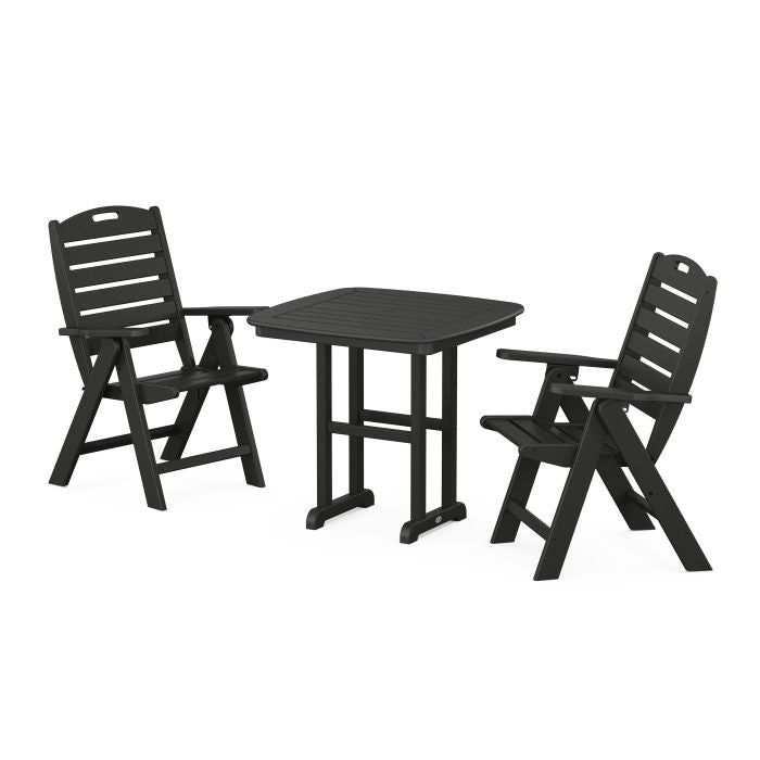 Nautical Folding Highback Chair 3-Piece Dining Set