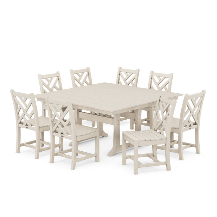 Chippendale 9-Piece Farmhouse Trestle Dining Set