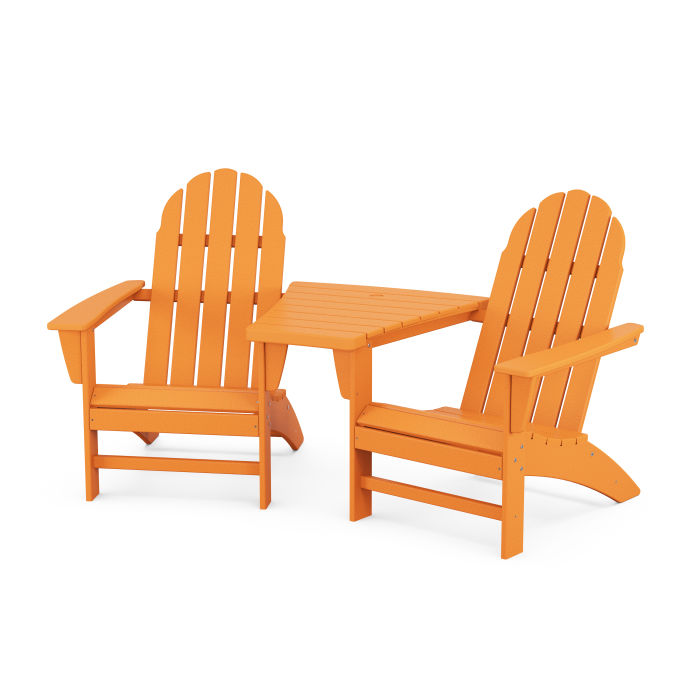 Vineyard 3-Piece Adirondack Set with Angled Connecting Table