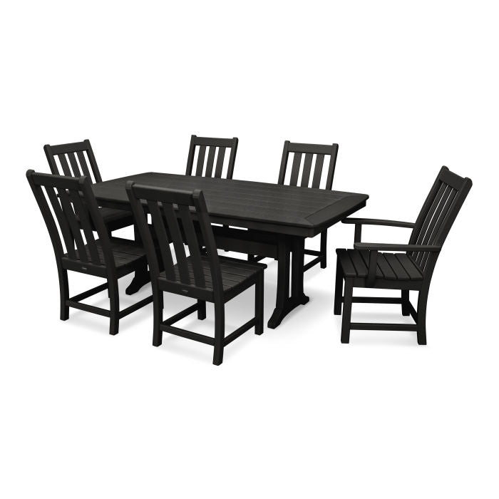 Vineyard 7-Piece Nautical Trestle Dining Set