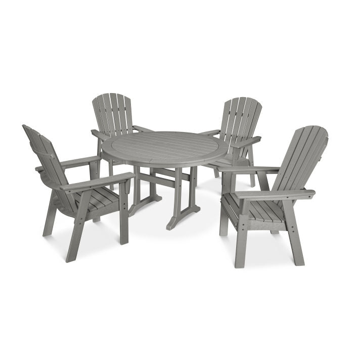 Nautical Curveback Adirondack 5-Piece Round Dining Set with Trestle Legs