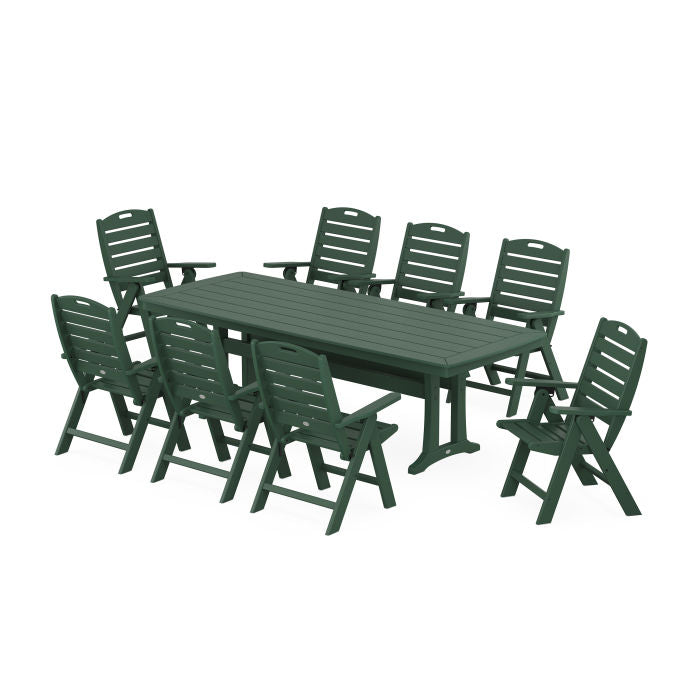 Nautical Highback 9-Piece Dining Set with Trestle Legs