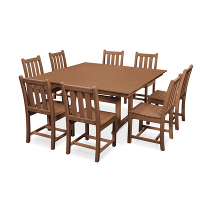 Traditional Garden 9-Piece Farmhouse Trestle Dining Set