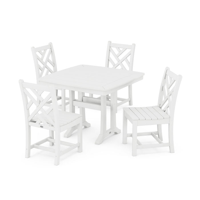 Chippendale Side Chair 5-Piece Dining Set with Trestle Legs
