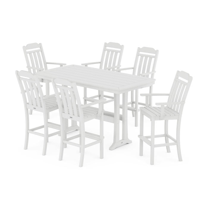 Country Living Arm Chair 7-Piece Bar Set with Trestle Legs