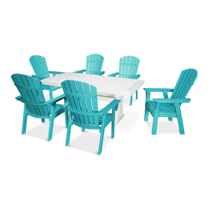 Nautical Curveback Adirondack 7-Piece Dining Set with Trestle Legs