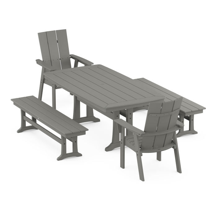 Modern Adirondack 5-Piece Dining Set with Trestle Legs