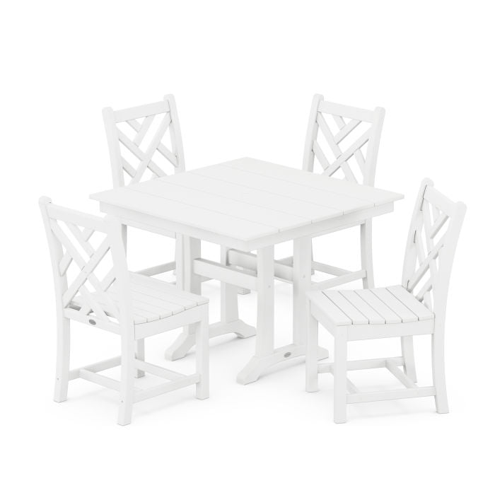 Chippendale 5-Piece Farmhouse Trestle Side Chair Dining Set