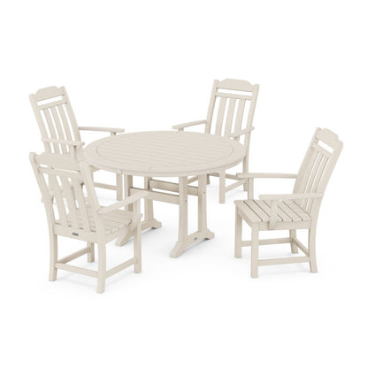 Country Living 5-Piece Round Dining Set with Trestle Legs