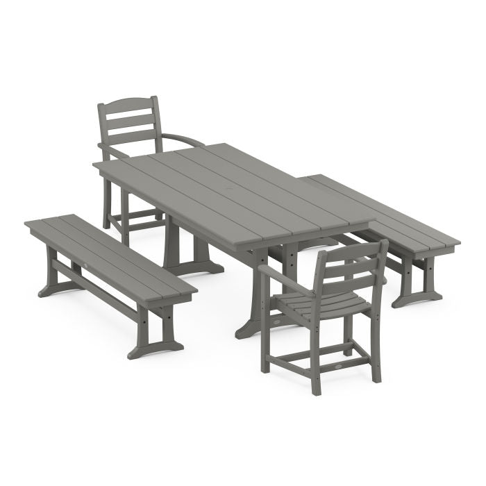La Casa Cafe 5-Piece Farmhouse Dining Set With Trestle Legs