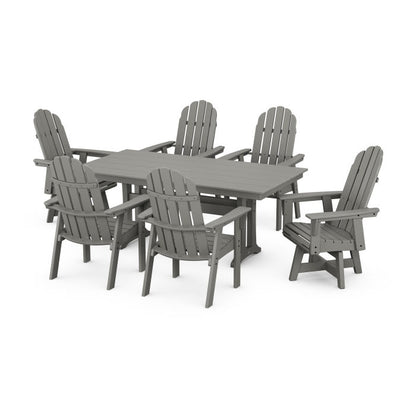 Vineyard Curveback Adirondack Swivel Chair 7-Piece Farmhouse Dining Set
