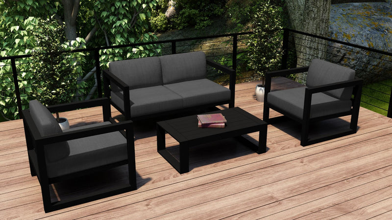 Avion 4 Piece Sofa Set - Black HL-AVN-BK-4SS