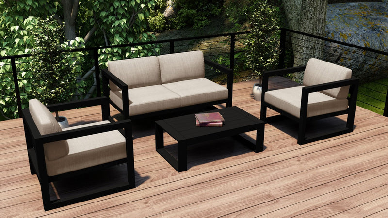 Avion 4 Piece Sofa Set - Black HL-AVN-BK-4SS