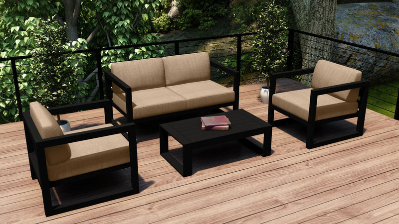 Avion 4 Piece Sofa Set - Black HL-AVN-BK-4SS