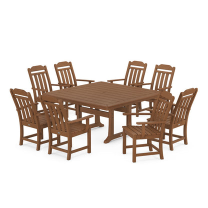 Country Living 9-Piece Square Dining Set with Trestle Legs