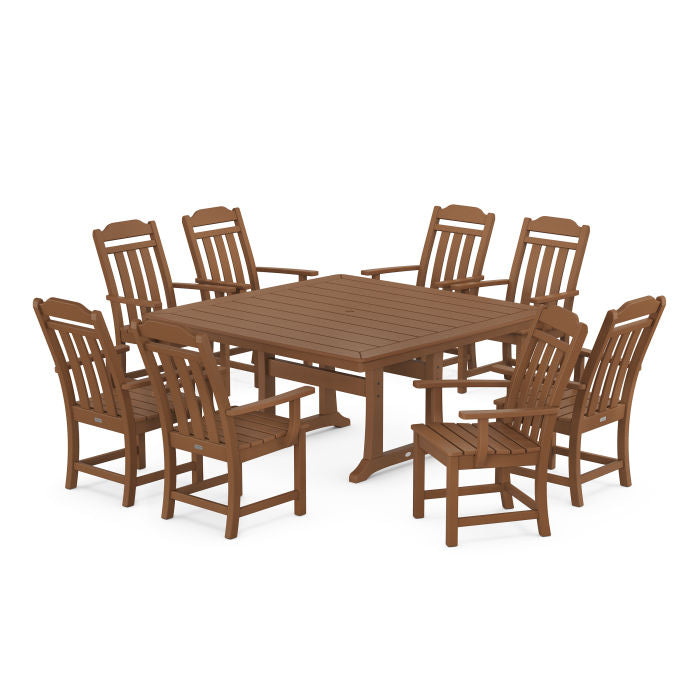 Country Living 9-Piece Square Dining Set with Trestle Legs