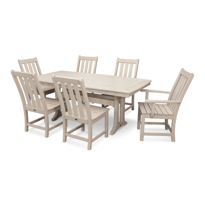 Vineyard 7-Piece Nautical Trestle Dining Set