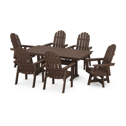 Vineyard Curveback Adirondack Swivel Chair 7-Piece Farmhouse Dining Set