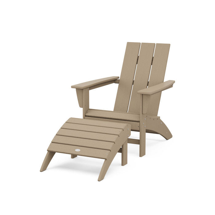 Modern Adirondack Chair 2-Piece Set with Ottoman in Vintage Finish