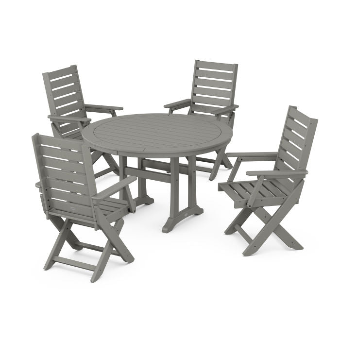 Captain 5-Piece Round Dining Set with Trestle Legs