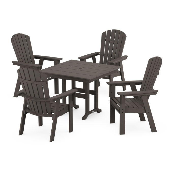 Nautical Curveback Adirondack 5-Piece Farmhouse Dining Set in Vintage Finish