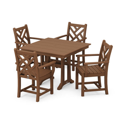 Chippendale 5-Piece Farmhouse Trestle Arm Chair Dining Set