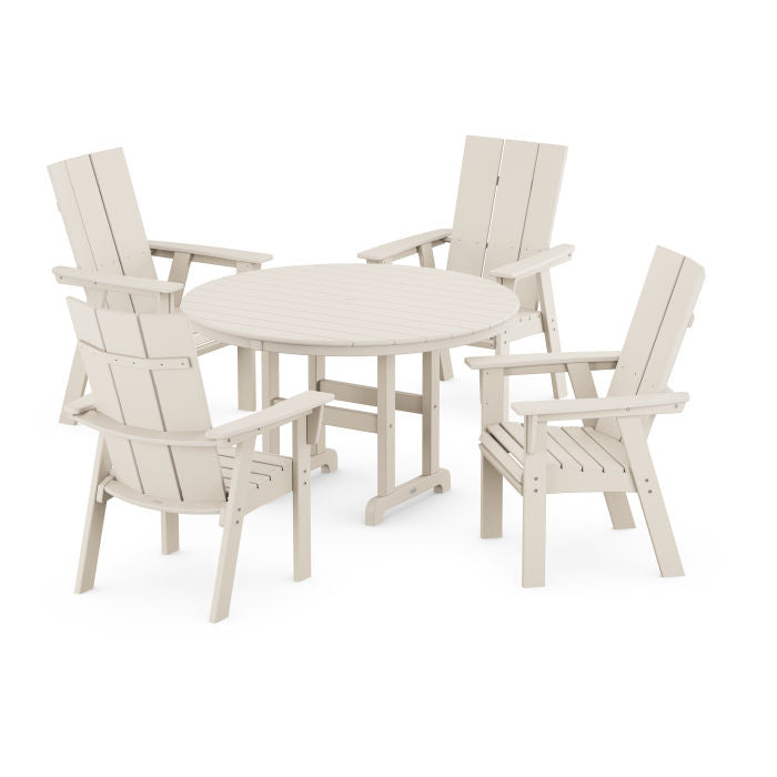 Modern Curveback Adirondack 5-Piece Round Farmhouse Dining Set