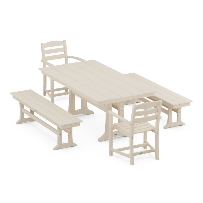 La Casa Cafe 5-Piece Farmhouse Dining Set With Trestle Legs