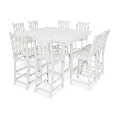 Traditional Garden 9-Piece Nautical Trestle Bar Set