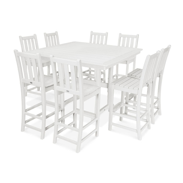 Traditional Garden 9-Piece Nautical Trestle Bar Set