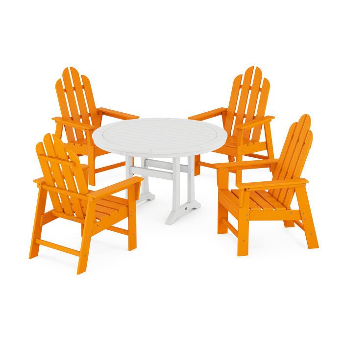 Long Island 5-Piece Round Dining Set with Trestle Legs