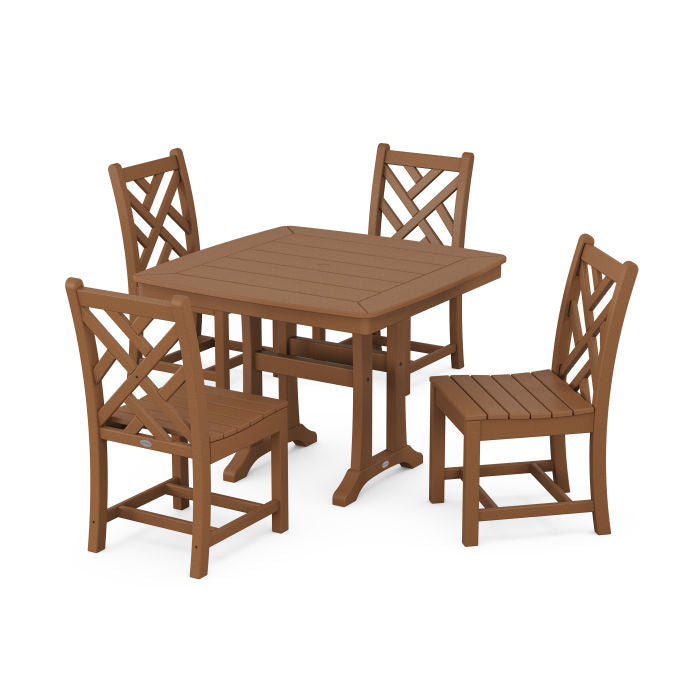 Chippendale Side Chair 5-Piece Dining Set with Trestle Legs