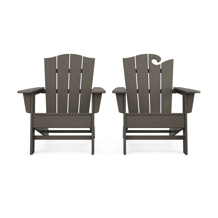 Wave 2-Piece Adirondack Chair Set with The Crest Chair in Vintage Finish