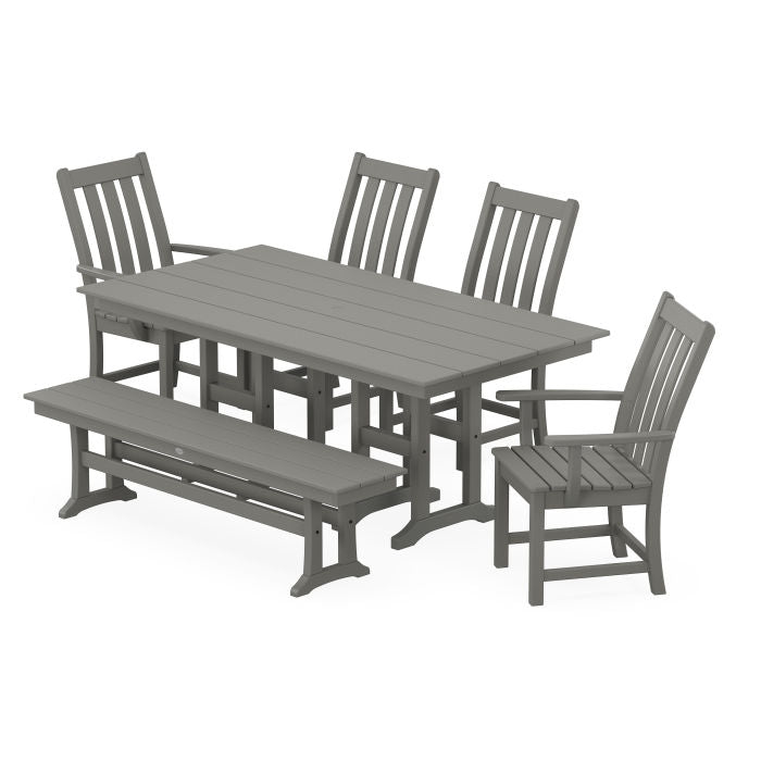 Vineyard 6-Piece Farmhouse Dining Set with Bench