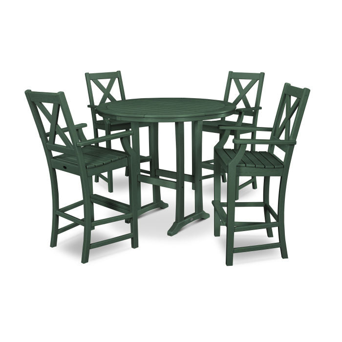 Braxton 5-Piece Nautical Trestle Arm Chair Bar Set