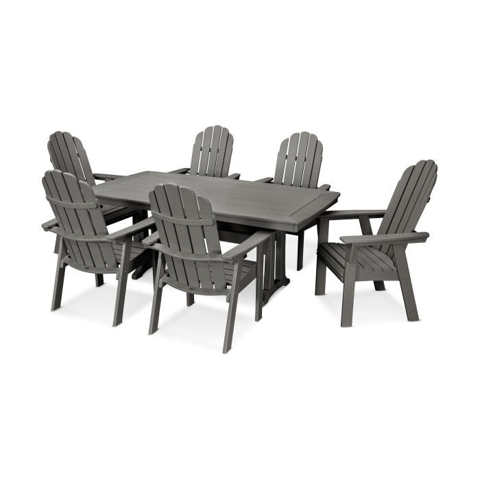 Vineyard Curveback Adirondack 7-Piece Nautical Dining Set with Trestle Legs