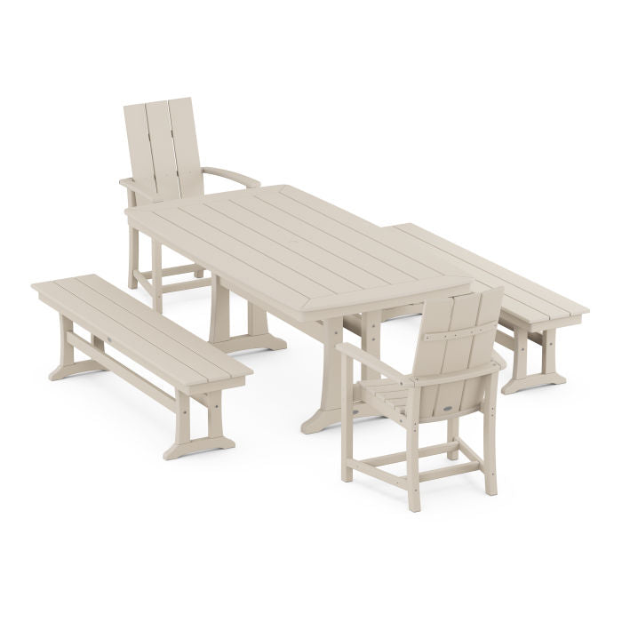 Modern Adirondack 5-Piece Dining Set with Trestle Legs