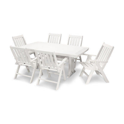 Vineyard Folding Chair 7-Piece Nautical Dining Set with Trestle Legs