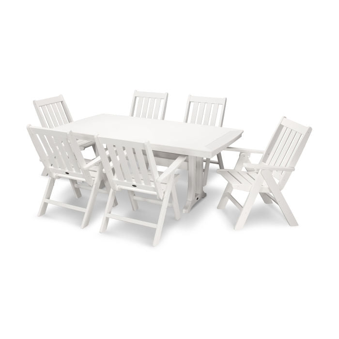 Vineyard Folding Chair 7-Piece Nautical Dining Set with Trestle Legs