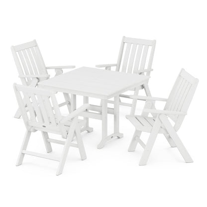 Vineyard Folding Chair 5-Piece Farmhouse Dining Set