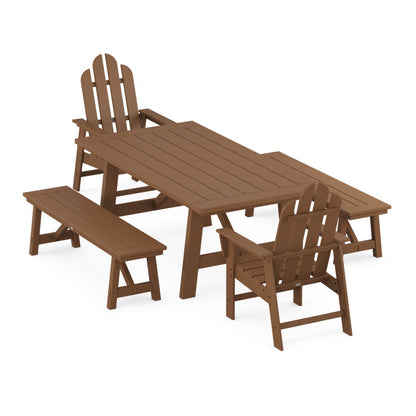 Long Island 5-Piece Rustic Farmhouse Dining Set With Benches