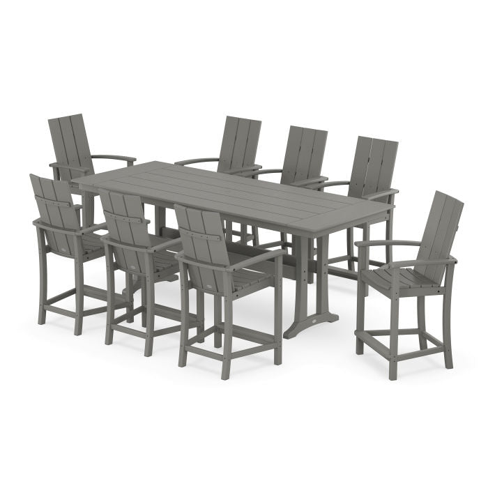 Modern Adirondack 9-Piece Farmhouse Counter Set with Trestle Legs