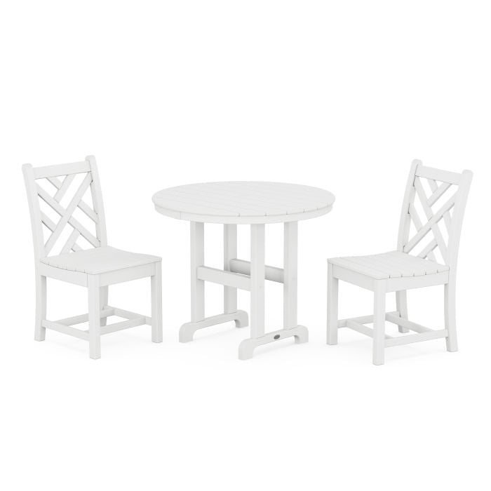 Chippendale Side Chair 3-Piece Round Dining Set