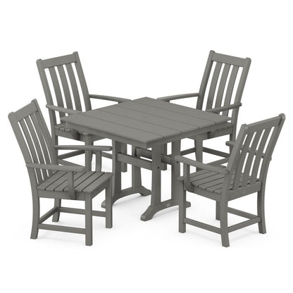 Vineyard 5-Piece Farmhouse Trestle Arm Chair Dining Set