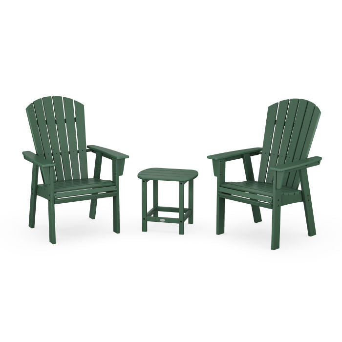 Nautical 3-Piece Curveback Upright Adirondack Chair Set