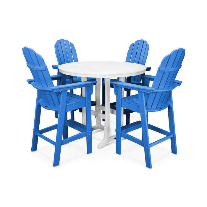 Vineyard Curveback Adirondack 5-Piece Nautical Trestle Bar Set