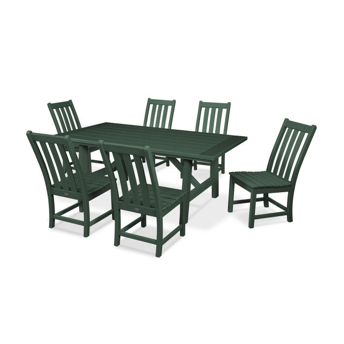 Vineyard 7-Piece Rustic Farmhouse Side Chair Dining Set